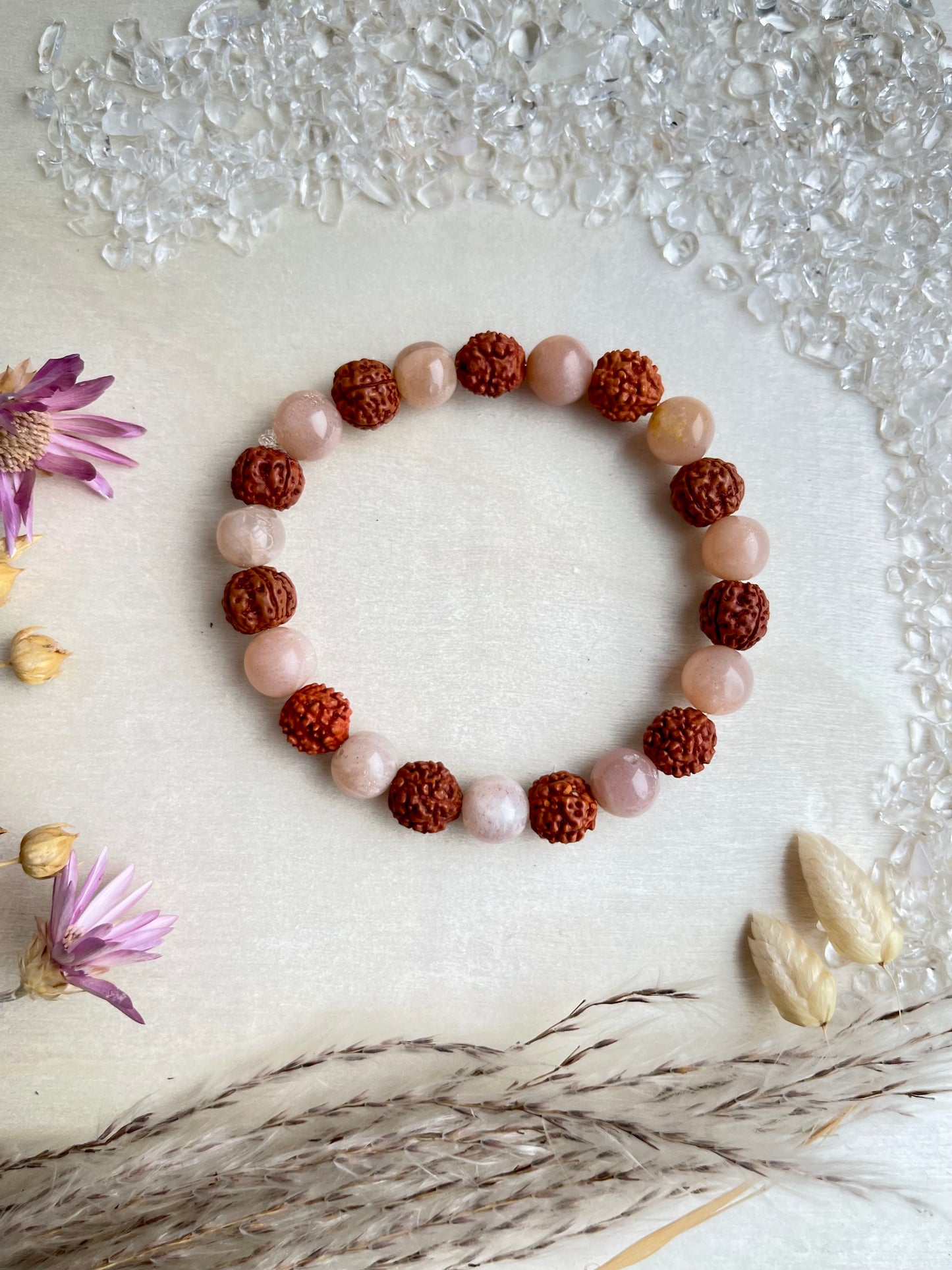 Mondstein/Rudraksha Armband