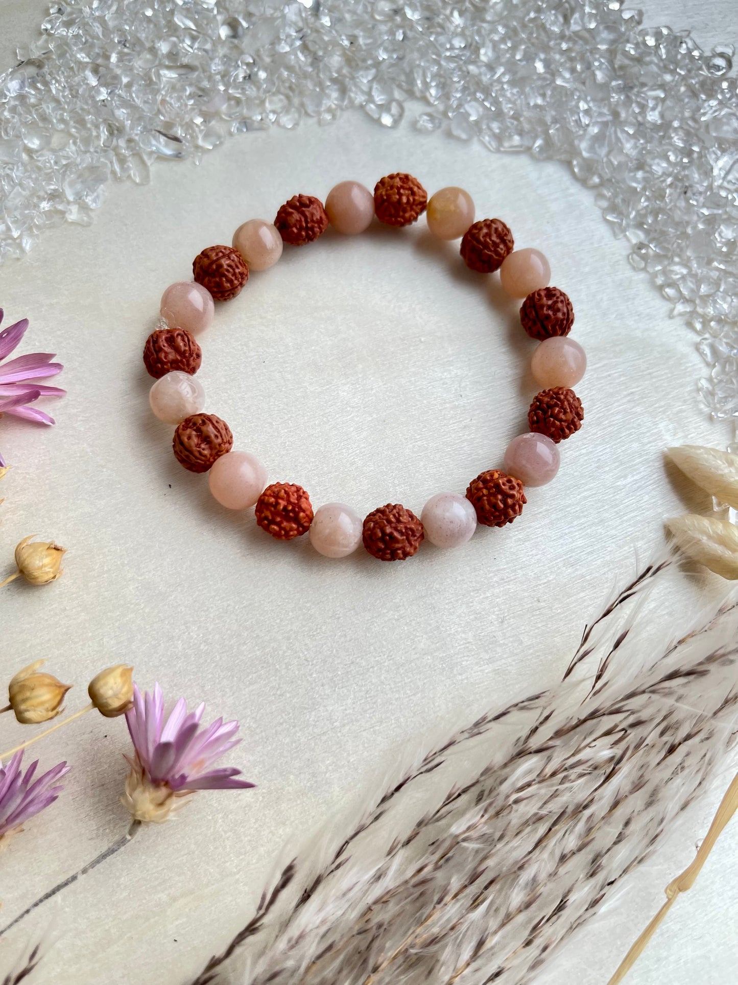 Mondstein/Rudraksha Armband