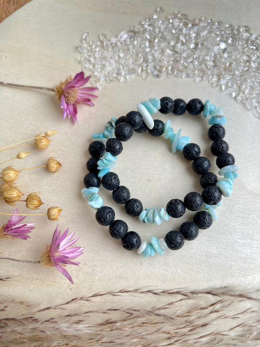 Larimar-Lava Armband