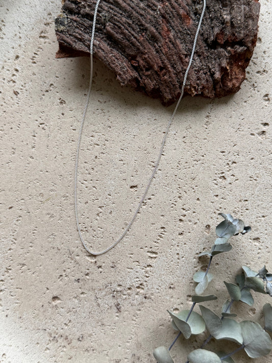 Filigrane Halskette aus 925 Sterling Silber, glatt, 45–50 cm