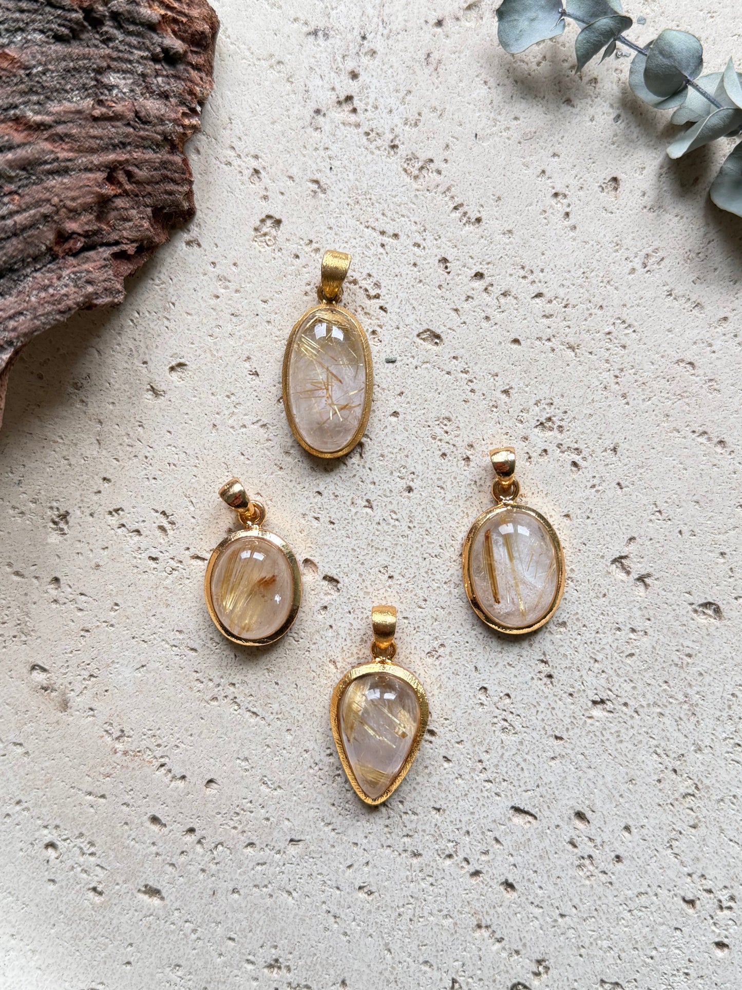 Rutilquarz Anhänger vergoldet (925 Silber)