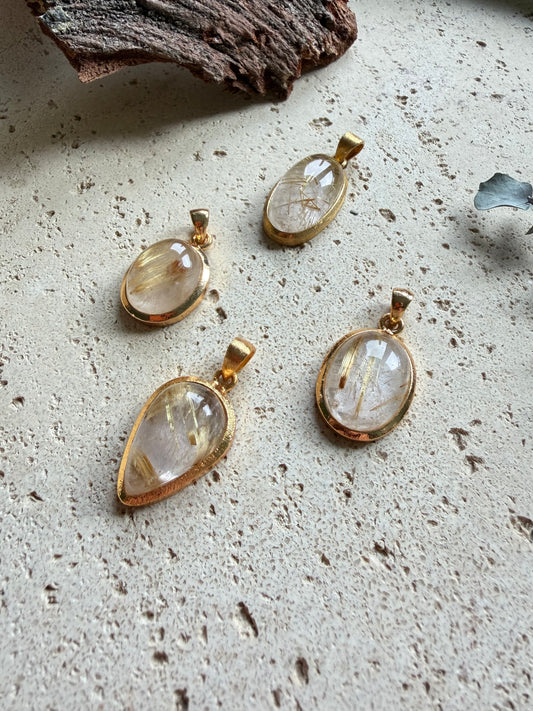 Rutilquarz Anhänger vergoldet (925 Silber)