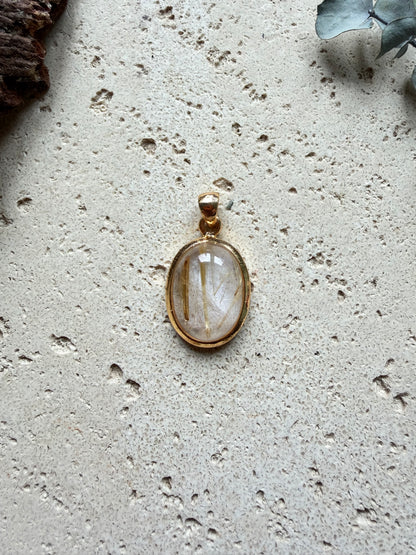 Rutilquarz Anhänger vergoldet (925 Silber)