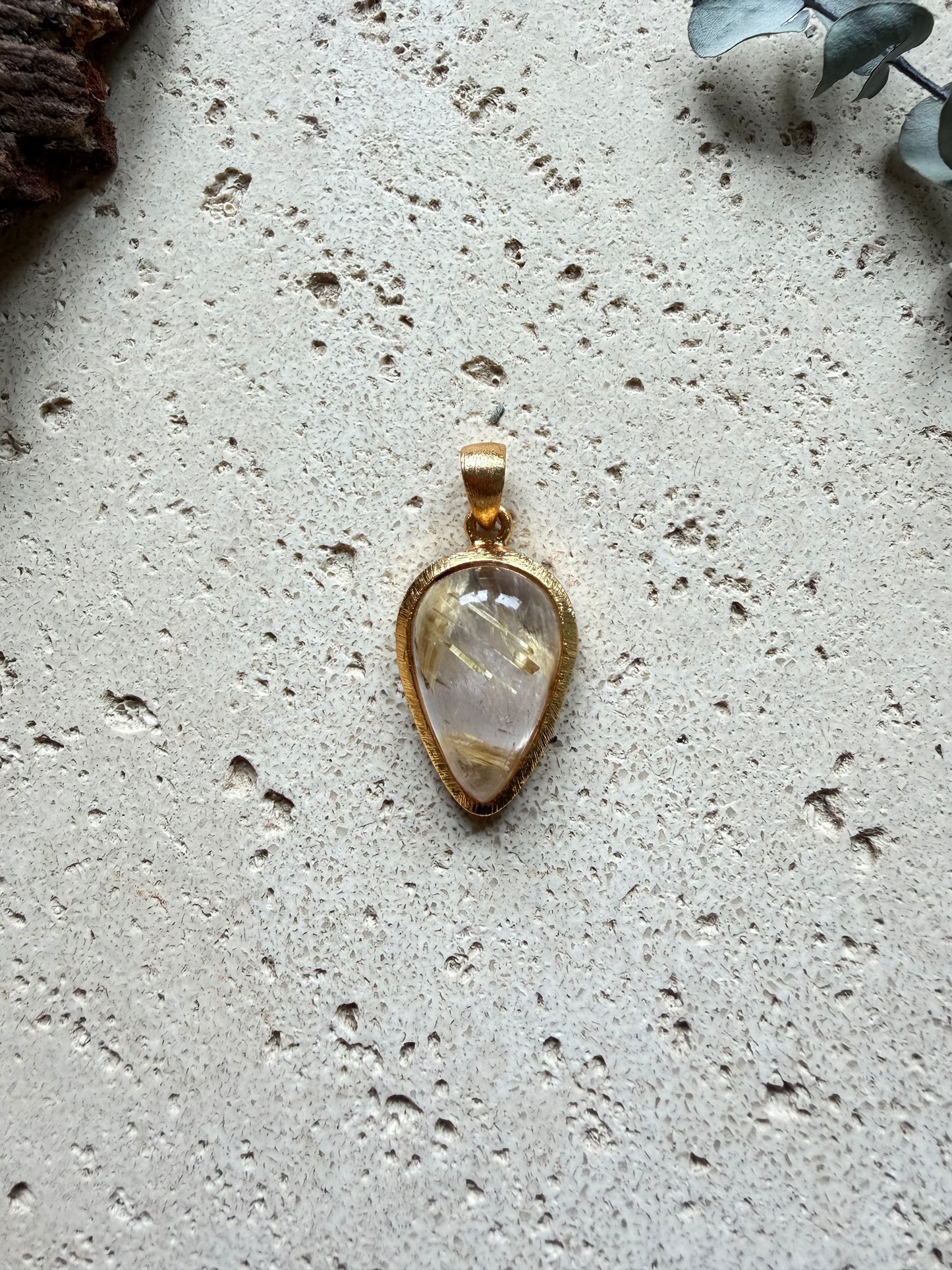 Rutilquarz Anhänger vergoldet (925 Silber)