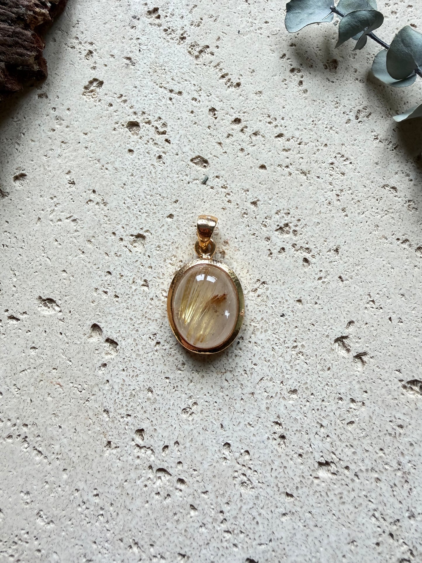 Rutilquarz Anhänger vergoldet (925 Silber)