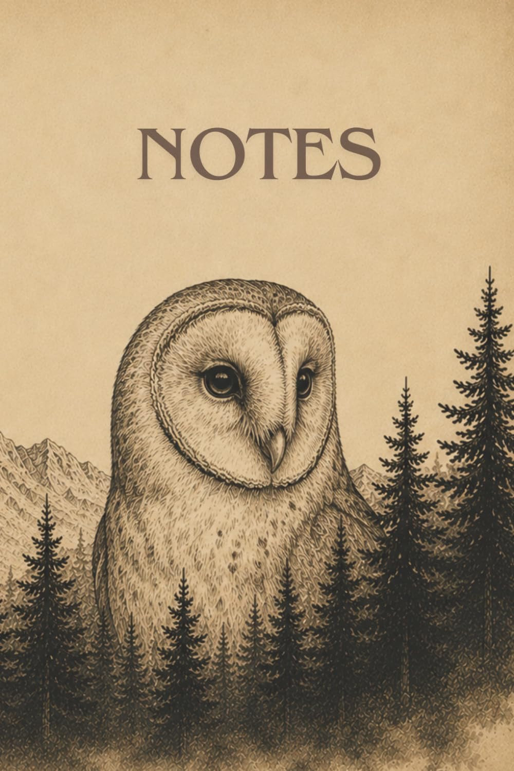 Schleiereule Notizbuch liniert mit mystischem Eulen Cover Krafttier